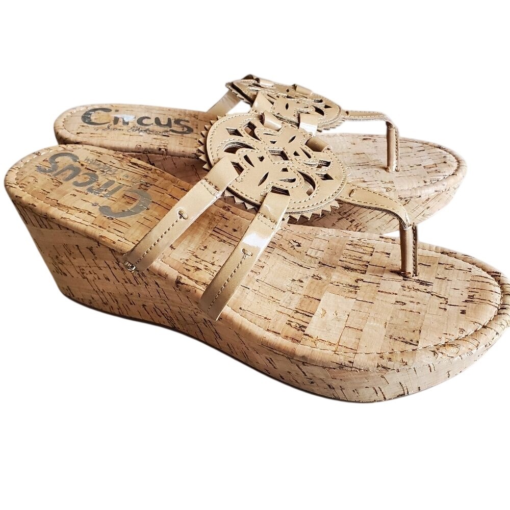Sam Edelman Womens Circus Rocky Wedge‎ Sandal Beige Size 8 M